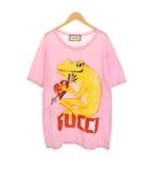 グッチ GUCCI カエル プリント Tシャツ 半袖 L ピンク 492347 ☆AA★