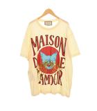 グッチ GUCCI MAISON DE L'AMOUR Tシャツ 半袖 プリント スパンコール M アイボリー 539081 ☆AA★