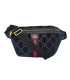 グッチ GUCCI GGベルベット ベルトバッグ ボディバッグ ウエストバッグ 紺 ネイビー 574968 ☆AA★