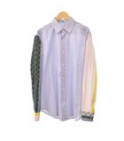 ロエベ LOEWE アナグラム ストライプ 切替 シャツ 長袖 38 水色 ライトブルー H2109210CG