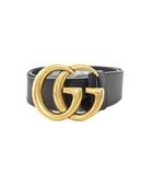 グッチ GUCCI ダブルG ワイド ベルト 75・30 黒 ブラック 400593 ☆AA★