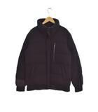 ディーゼル DIESEL ダウンジャケット 切替 ジップアップ 無地 ハイネック 光沢 ロゴパッチ 46 黒 ブラック