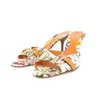 グッチ GUCCI フローラル ミュール 花柄 6.5 白 ホワイト 138532 ☆AA★