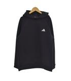 アディダス adidas パーカー フード ニット 長袖 ロゴ刺繍 ワンポイント エンボスプリント XL 黒 ブラック HY0971