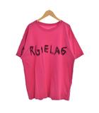 Tシャツ 半袖 ロゴプリント 落書き風 クルーネック 16Y ピンク 黒 ブラック MM6T47U