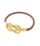 エルメス HERMES アタメ ブレスレット アクセサリー レザー 茶 ブラウン ゴールドカラー