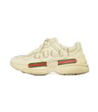 グッチ GUCCI ライトン ロゴ レザー スニーカー 7.5 ベージュ 500877 ☆AA★