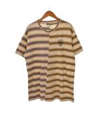 ロエベ LOEWE ELN Stripe Asymmetric T-Shirt Tシャツ 半袖 ストライプ柄 アシンメトリー ロゴ バックプリント XS 白 ホワイト 青 ブルー オレンジ 黄 イエロー 茶 ブラウン H6109590CR