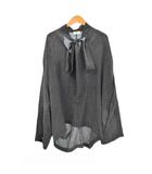 バレンシアガ BALENCIAGA ボウタイ シャツ ブラウス 長袖 総柄 シルク 38 黒 ブラック 667503 ☆AA★