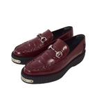 グッチ GUCCI 24AW クリーパー ローファー ホースビット レザー 厚底 メタルプレート 9 ボルドー 797095 9 03U