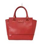 ケイトスペード KATE SPADE ショルダーバッグ トートバッグ 2WAY ロゴパッチ 無地 レザー 本革 赤 レッド WKRU3841