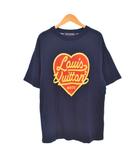 ルイヴィトン LOUIS VUITTON インタルシアジャカードハートクルーネック ニット Tシャツ 半袖 NIGO S 紺 ネイビー RM221M JN5 HMN01W