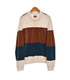 シュプリーム SUPREME 19FW Stripe Velour L/S Polo ストライプ ベロア ポロシャツ 長袖 M 白 ホワイト