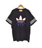 アディダス adidas ロゴ プリント Tシャツ 半袖 M 黒 ブラック 616036