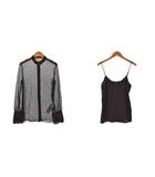 22FW Geometric Lace Shirt シャツ ブラウス 長袖 レース シアー シースルー 36 黒 ブラック 717104 ZAKBX