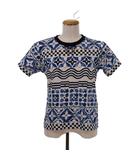 Tシャツ 半袖 ロゴプリント モノグラム 総柄 ロゴ金具 クルーネック S 青 ブルー 白 ホワイト RW232W EEV FPTS23 ☆AA★