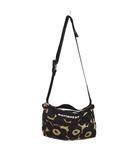 マリメッコ marimekko ショルダーバッグ 総柄 花柄 ロゴデザイン ジップ 黒 ブラック アイボリー