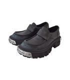 Tractor Loafer トラクターローファー ロゴプレート ダメージ加工 レザー 42 黒 ブラック 825735 ☆AA★