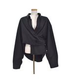 Wrap Shirt シンプル ポプリン コットン ラップ シャツ ブラウス 長袖 34 黒 ブラック 704458 TYB18 ☆AA★