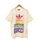 グッチ GUCCI アディダス adidas 22AW マルチカラー ロゴ プリント Tシャツ 半袖 XS 白 ホワイト 717422 XJEXJ
