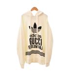 グッチ GUCCI アディダス adidas 22AW ロゴ プリント プルオーバー パーカー フーディー M 白 ホワイト 717427 XJEXK