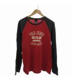 PRL-67 ラグランTシャツ カットソー ロンT ロゴ 長袖 M 赤 レッド 黒 ブラック /FT ☆AA★