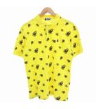 アベイシングエイプ A BATHING APE ポロシャツ 半袖 ロゴ 総柄 L 黄 イエロー 黒 ブラック /OU
