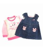 ミキハウス mikihouse ベビー服 2点セット トレーナー ワンピース ひざ丈 ノースリーブ 80 ピンク インディゴブルー /JS