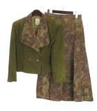  GRES レザー セットアップ ジャケット スカート カーキ 42 ■GY99