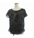 パーカー parker ブラウス カットソー 半袖 背中あき シルク シフォン 水玉 ドット柄 S 黒 ブラック ■GY45