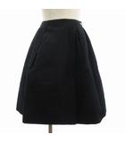 フォクシー FOXEY DAISY LIN フレアスカート ひざ丈 パイピング シルク 38 黒 ブラック ■GY45