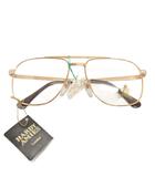 ハーディエイミス HARDY AMIES タグ付き メガネ メガネフレーム チタン メタルフレーム 度なし 56□16-140 ゴールドカラー 黒 ブラック ■GY99