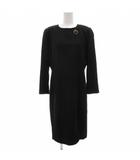 ミラショーン mila schon ワンピース ひざ丈 ウール 44 黒 ブラック 裏地あり バックジップ /JS ■GY14
