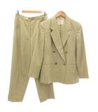 バーバリーズ Burberrys ヴィンテージ セットアップ パンツスーツ フォーマル テーラードジャケット ダブル スラックス チェック柄 シルク混 11 黄 イエロー /NU ■GY14