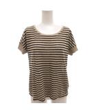 マーガレットハウエル MARGARET HOWELL ニット カットソー 麻 リネン 半袖 2 茶 ブラウン 黒 ブラック ボーダー /FF