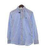 ラルフローレン RALPH LAUREN タグ付き シャツ ボタンダウン BD ストライプ 鹿の子 長袖 S 水色 ■GY14