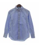 ラルフローレン RALPH LAUREN シャツ ストライプ ボタンダウン 長袖 ワンポイント 刺繍 12 青 ブルー ■GY14