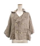 キャピタル kapital ジャケット ショート丈 麻 リネン ダブルブレスト 七分袖 アンカーボタン S ベージュ