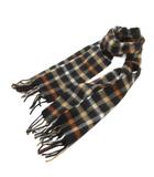 マフラー ストール ウール 黒 ブラック チェック柄 /FF
