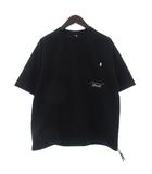 ナンガ NANGA 美品 ルーズフィット ドローコードポケットTシャツ カットソー 半袖 オーバーサイズ クルーネック ロゴ刺繍 S 黒 ブラック