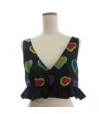 メゾンスペシャル MAISON SPECIAL 美品 ハートジャガードビスチェ ベスト 総柄 FREE 黒 ブラック