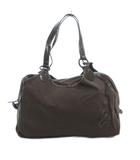 アニエスベー ボヤージュ Agnes b. VOYAGE ハンドバッグ エクスパンダブル ナイロン ロゴ エナメルハンドル 茶 ブラウン /JS