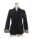 バーバリーブルーレーベル BURBERRY BLUE LABEL テーラードジャケット 3B 長袖 袖裏地チェック柄 38 黒 ブラック ■GY14