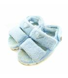 プラダ PRADA テリークロス トライアングル プレート サンダル ファブリック ストラップ フラット タオル地 パイル地 三角 ロゴ 36 23cm 青 ブルー 水色 1X737M ■GY18 /MQ