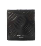 プラダ PRADA SPAZZOLATO BATTISTRADA 財布 二つ折り 小銭入れ ロゴ ブラッシュドレザー 黒 ブラック 2M0738 /AN19 ■OH