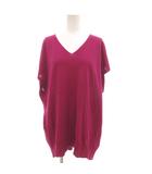 ヒューマンウーマン HUMAN WOMAN ニット カットソー Vネック ノースリーブ リネン混 M ピンクパープル ■GY43 /OH
