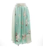 クイーンズコート QUEENS COURT タグ付き 花柄 フレア ロングスカート ミモレ 切替 2 ミントグリーン /GV ■GY43