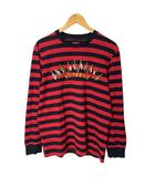 シュプリーム SUPREME 19AW Flags L/S Top ボーダー ロンT カットソー ロゴ刺繍 長袖 S 赤 レッド 黒 ブラック ☆AA★
