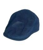 くまモチーフ 刺繍 ハンチング帽 帽子 メッシュ L 青 ブルー