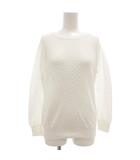 ニット カットソー 38 長袖 クルーネック 総柄 カットワーク 白 ホワイト /GV